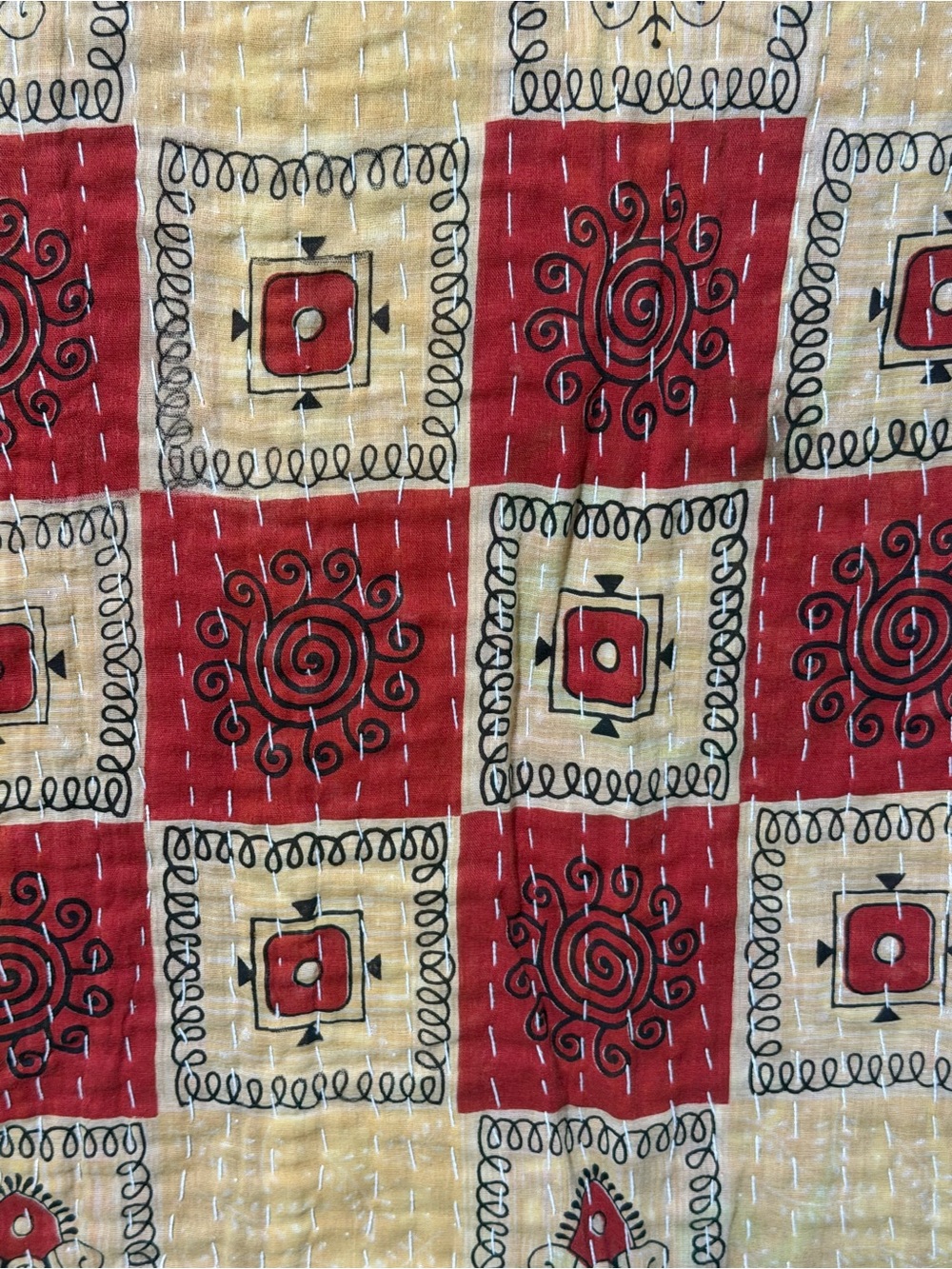 Handmade Vintage Kantha Quilt Indian Sari Twin Blanket Throw 52x80 - Picture 5 of 13